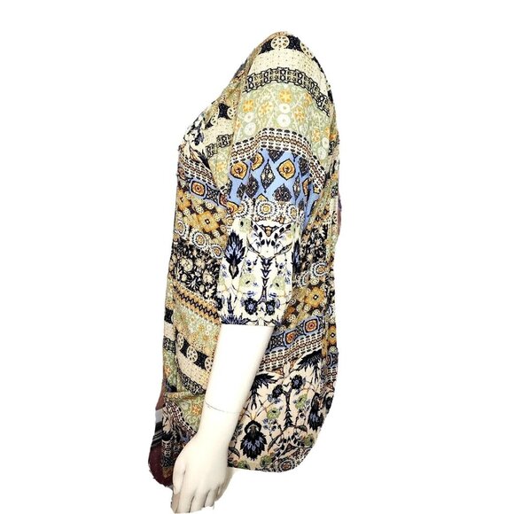 One World Live Let Live Top Womens Size L Large Multicolored Gold Detail New - Picture 5 of 10